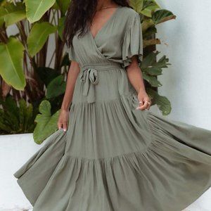Petal & Pup Olive Maxi Dress NWT